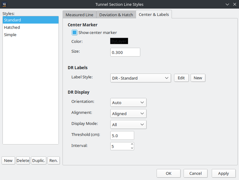 IQcad alignment style editor dialog.