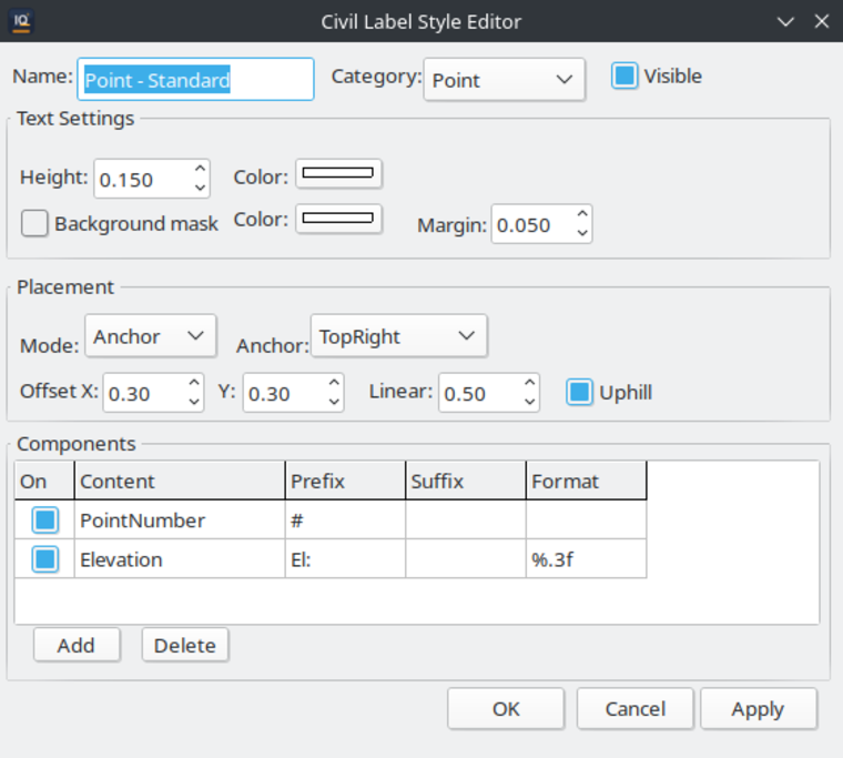 IQcad multiline style editor dialog with end-cap preview.